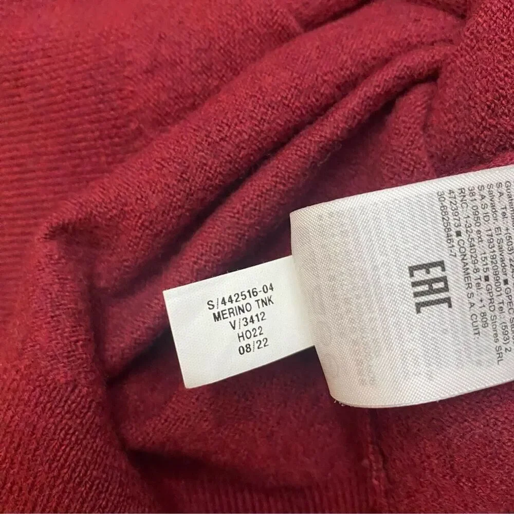 BANANA REPUBLIC Baruffa Mens S/M Red Moda Merino Wool Soft Turtleneck Sweater*